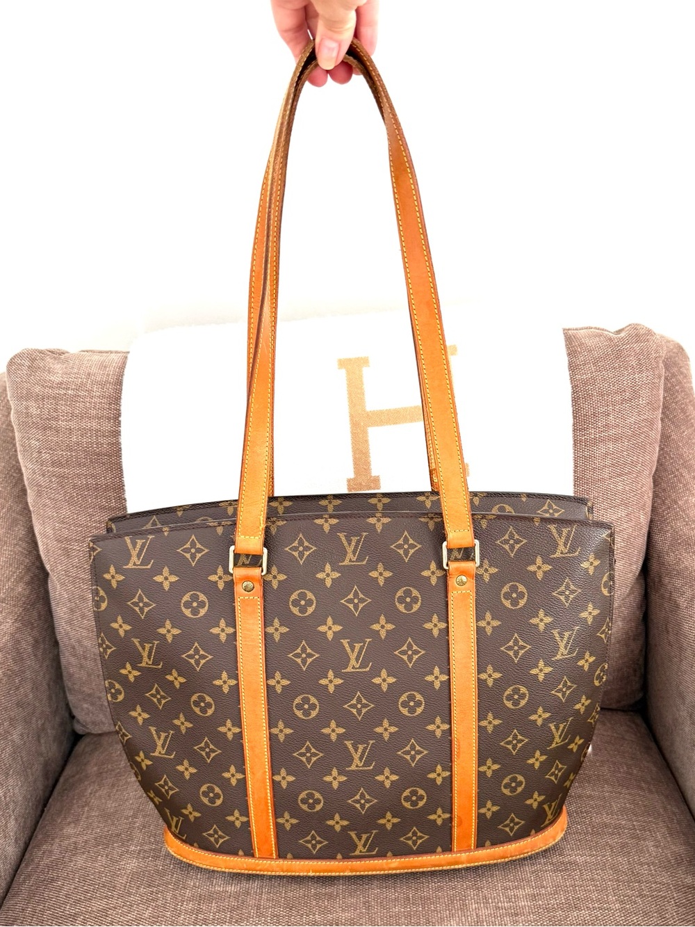 Authentic Louis Vuitton Monogram Babylone Tote Bag M51102 brown LV leather